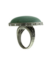 Side Profile T.R.U. Gemstone Green Aventurine Oval Ring With Accent Swarovski Element