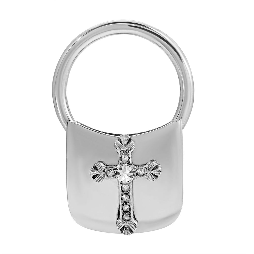 Solo Crystal Cross Key Chain In Vintage Style Holiday Tin Can
