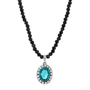 1928 Jewelry Regal Blue Zircon Swarovski Element Crystal Pendant Strand Necklace 15" + 3" Extender