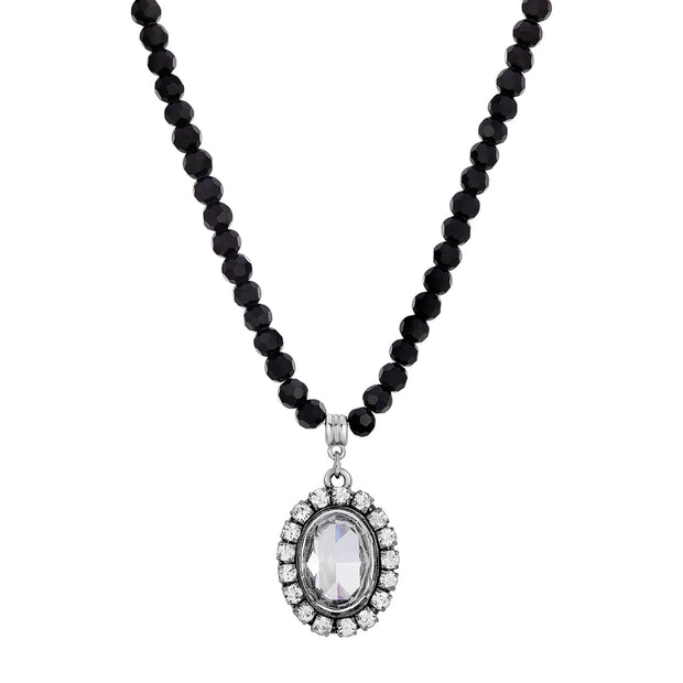 1928 Jewelry Regal Clear Swarovski Element Crystal Pendant Strand Necklace 15" + 3" Extender