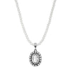 1928 Jewelry Oval Vivid Austrian Crystal Pendant 4mm Faux Pearl Strand Necklace 15
