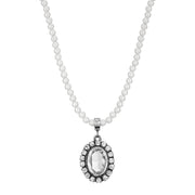 Clear Swarovski Crystal Element Pearl Strand Necklace 