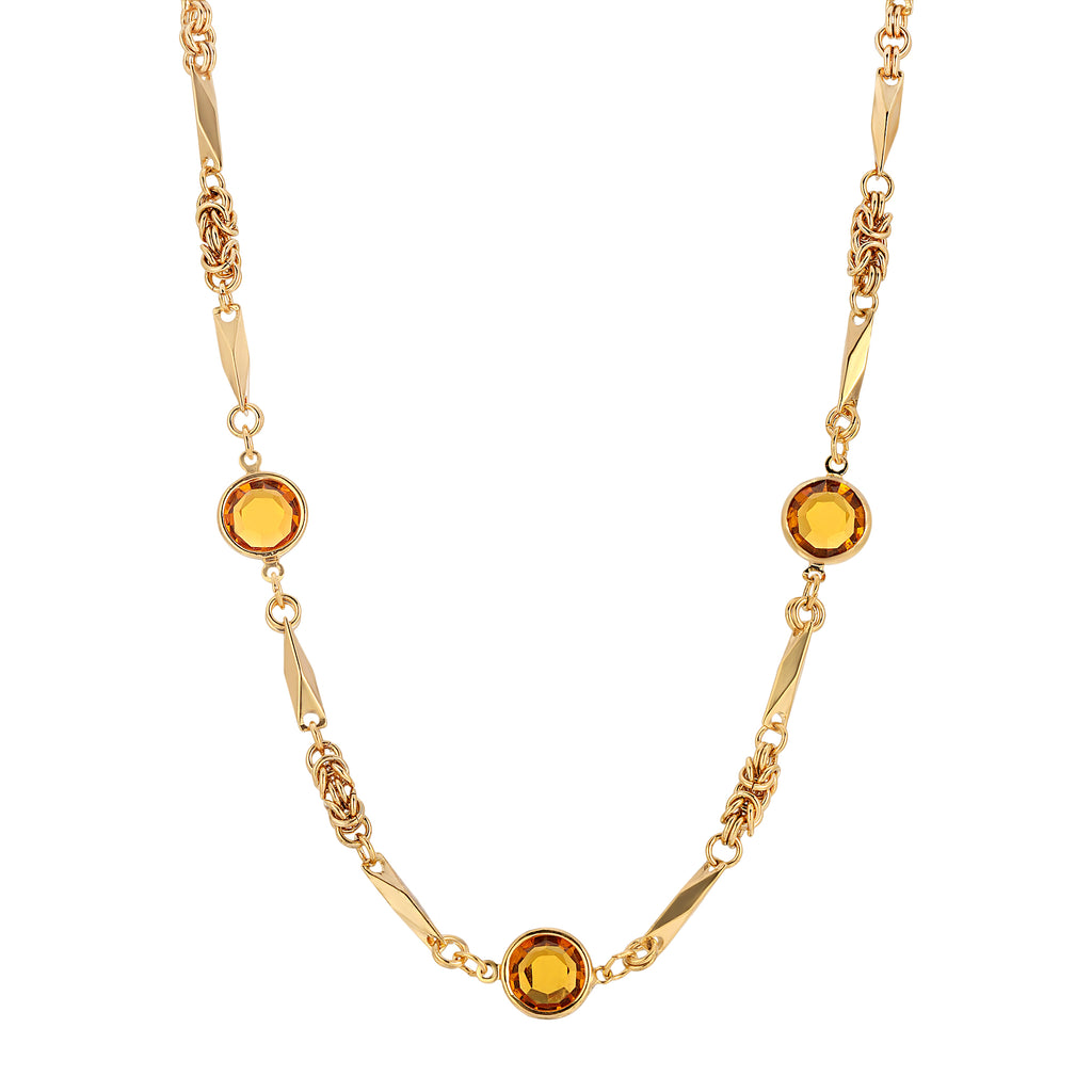 Yellow Austrian Round Channel Crystal Necklace