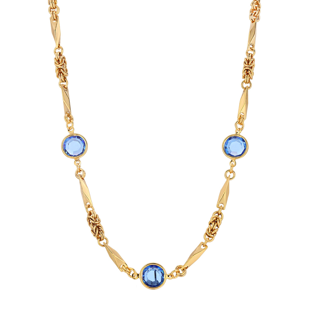 Blue Austrian Round Channel Crystal Necklace