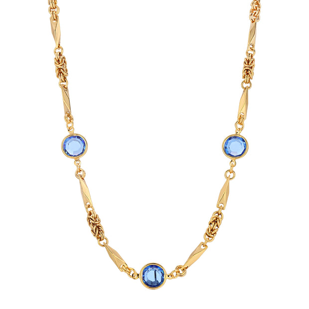 Blue Swarovski Round Channel Crystal Necklace
