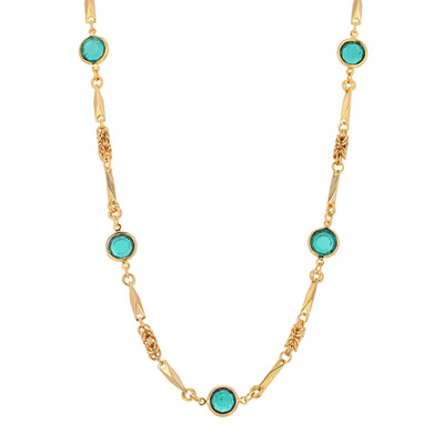 Green Round Channel Drop Necklace 24 Inch