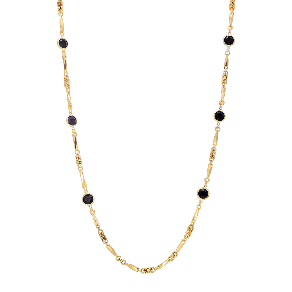 1928 jewelry 14k gold dipped swarovski element round channel necklace 32 inch