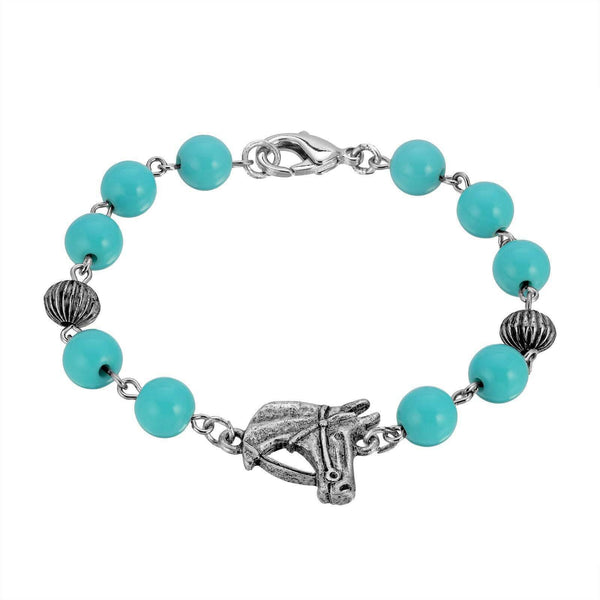 Southwest Turquoise Bead Horse Head Link Bracelet
