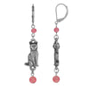 1928 Jewelry Round Smooth Bead Sitting Cat Dangle Earrings