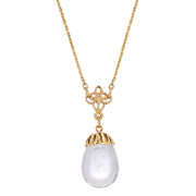 Clear Glass Egg Pendant Necklace 16 - 19 Inch Adjustable
