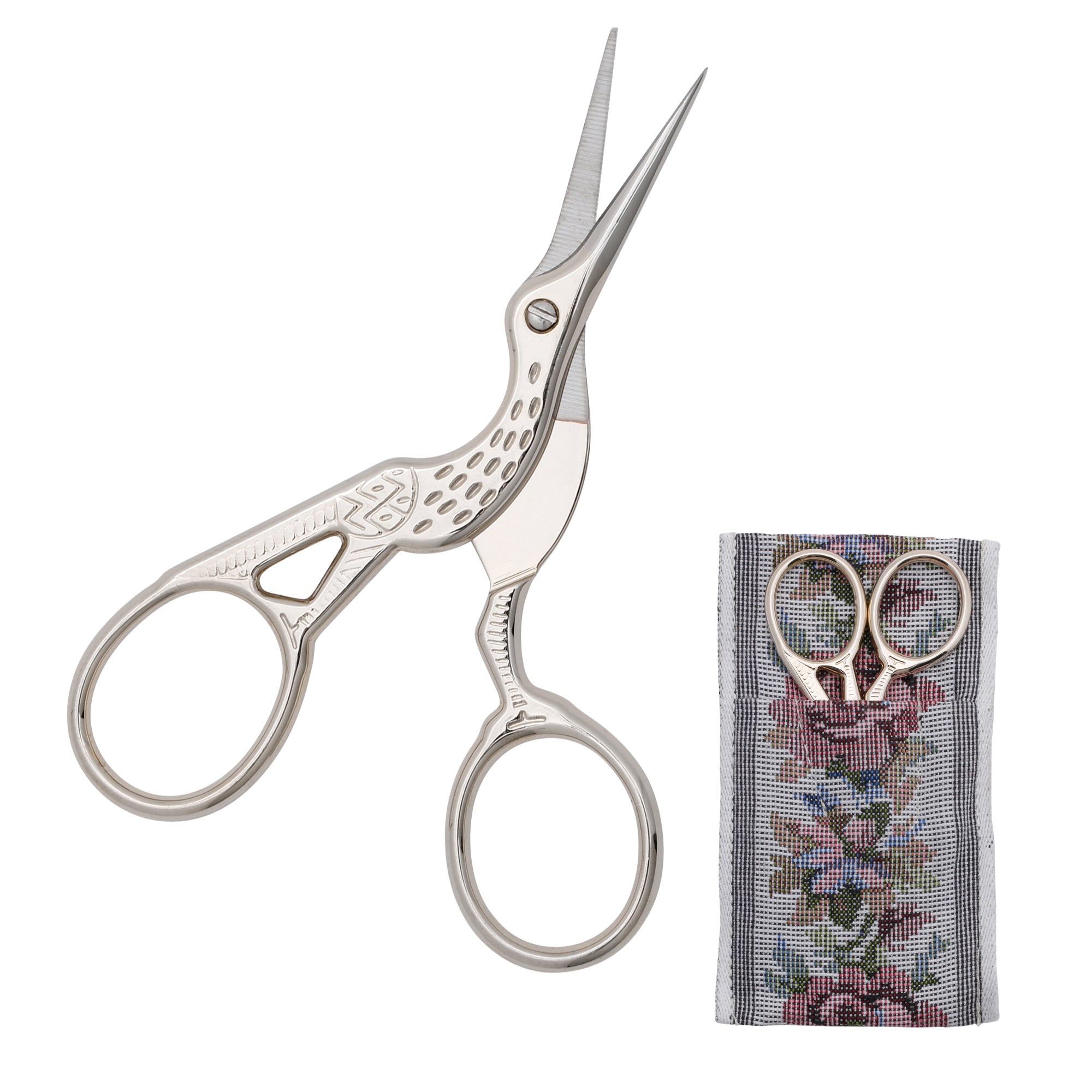 1928 Jewelry Crane Bird Designed Scissors with Pouch, Size: 75