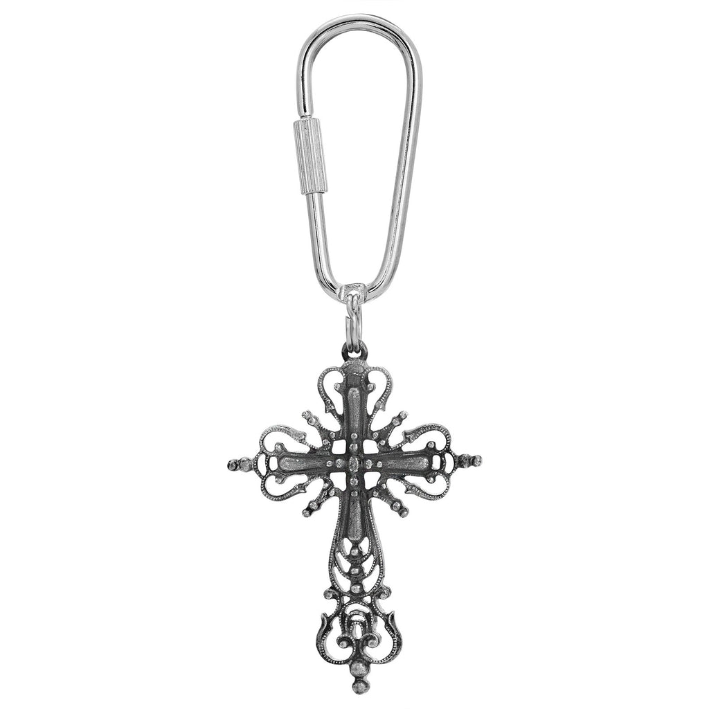 Antiqued Pewter Classical Cross Key Chain