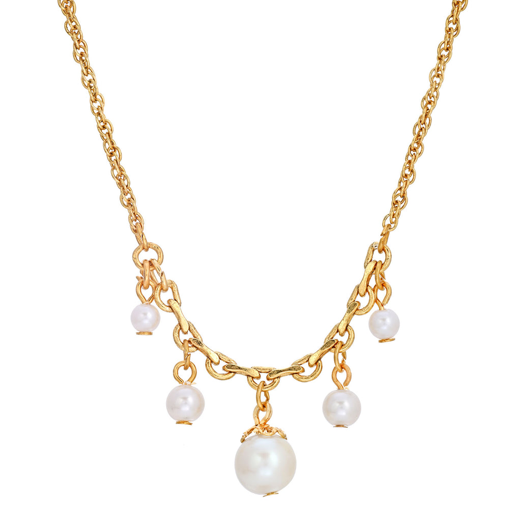 Cinque White Faux Pearl Drop Necklace 16 Inch