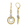 1928 Jewelry Round Crystal Rope Hoop Two Tone Dangle Earrings