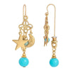 1928 Jewelry Star and Moon Turquoise Bead Dangle Earrings