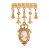 1928 Jewelry Dangling Charm Pink Cameo Bar Pin