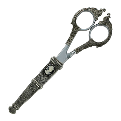 Pewter Cameo and Floral Motif Scissors