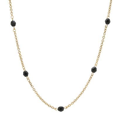 Minuit Black Glass Beaded Link Necklace 24"