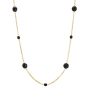 Minuit Black Glass Beaded Link Necklace 17"