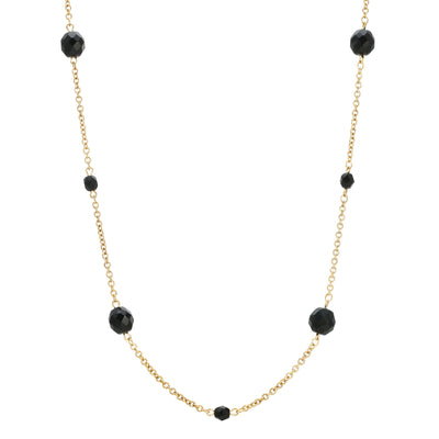 Minuit Black Glass Beaded Link Necklace 17"