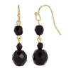 1928 Jewelry Multi-Tier Jet Black Glass Beaded Dangle Earrings