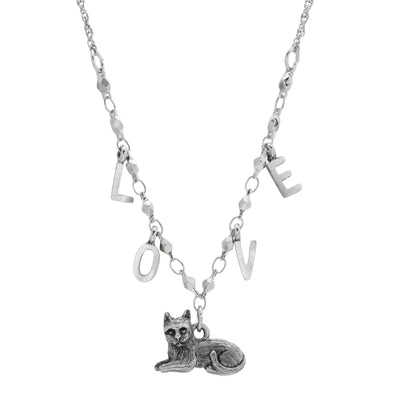 Cat Animal Pendant LOVE Necklace 16 Inch