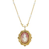 1928 Jewelry Victorian Reflections Carnelian & Ivory Cameo Pendant Faux Pearl Necklace 16