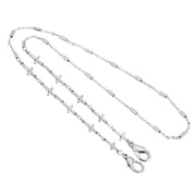 Silver Tone Face Mask Chain Holder With Crosses 22 Inch