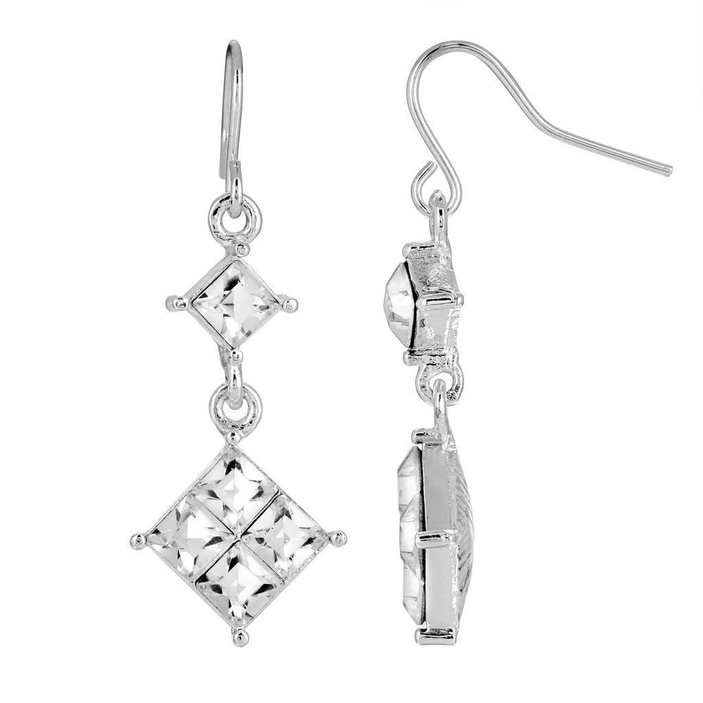 Crystal Clear Austrian Crystal Element Diamond Shape Drop Earrings