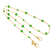 Green 14K Gold Dipped Glass Bead Face Mask Chain Holder 22 Inches