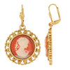 1928 Jewelry Intricate Round Cameo Drop Earrings