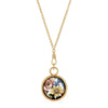 1928 Jewelry Round Multicolor Flower Glass Swivel Pendant Necklace 28