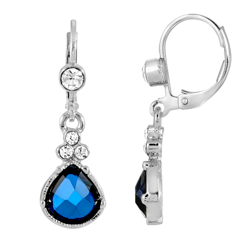 Fantasy Blue & Clear Crystal Drop Earrings