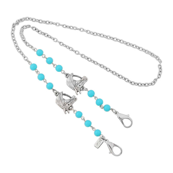 Southwest Turquoise Bead Horse Head Face Mask Chain Holder 22 Inch