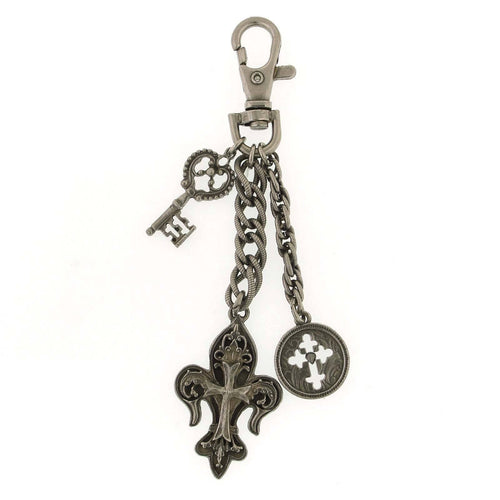 1928 Jewelry Skeleton Key, Fleur De Lis Cross Budded Cross Medallion