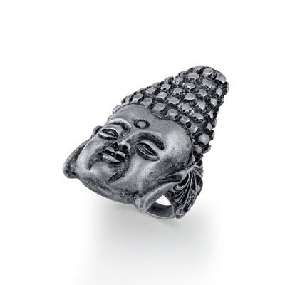 Pewter Tone Buddha Head Ring
