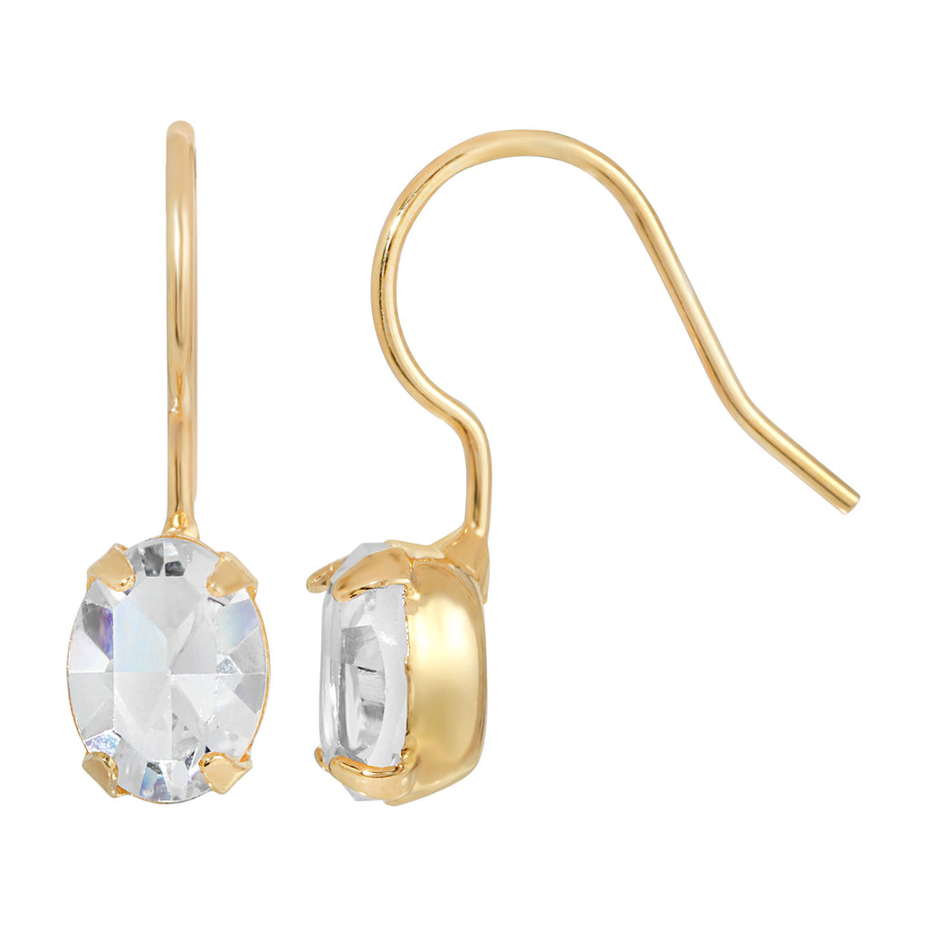 14K Gold Dipped Austrian Crystal Oval Wire Earrings