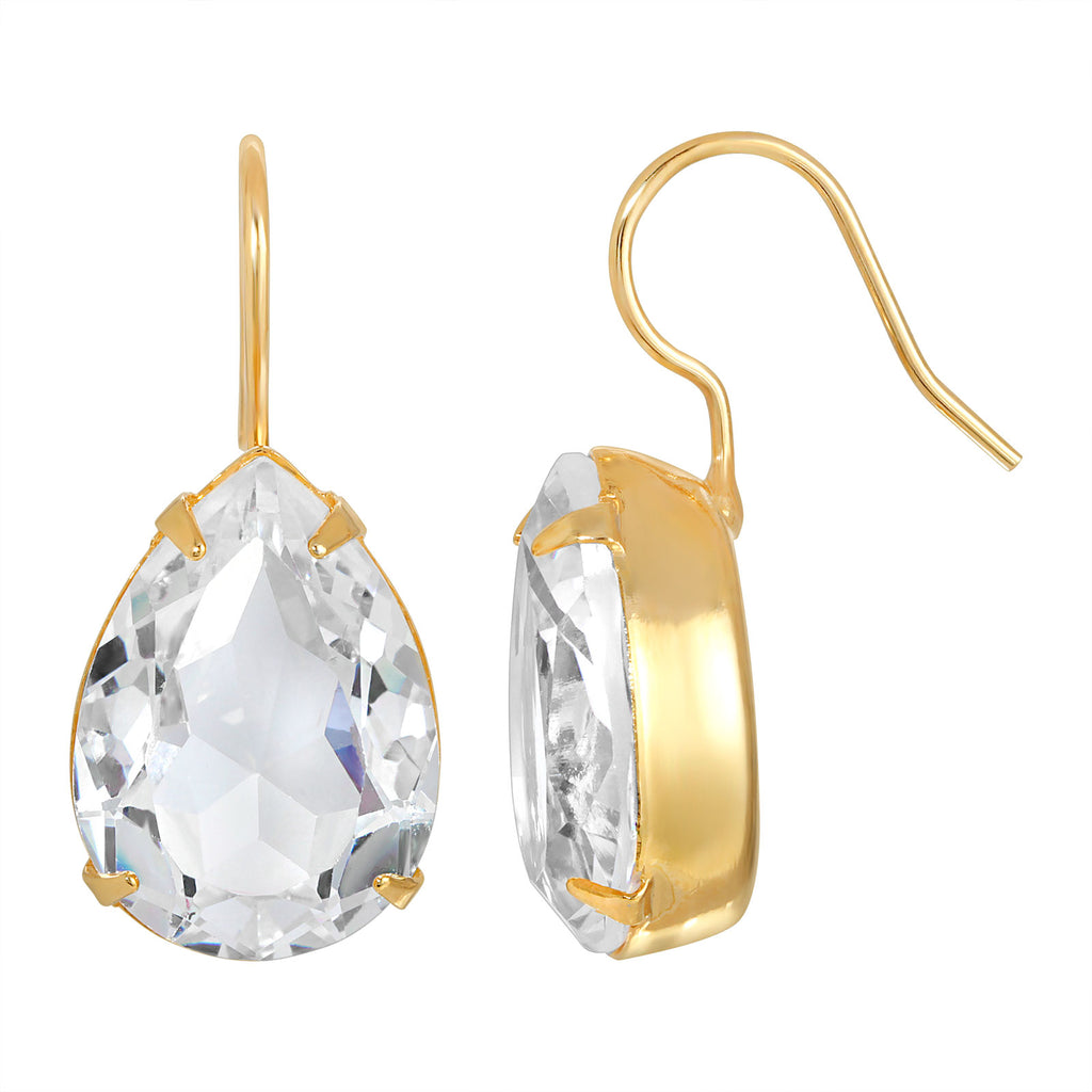 14K Gold Dipped Austrian Crystal Element Teardrop Earrings