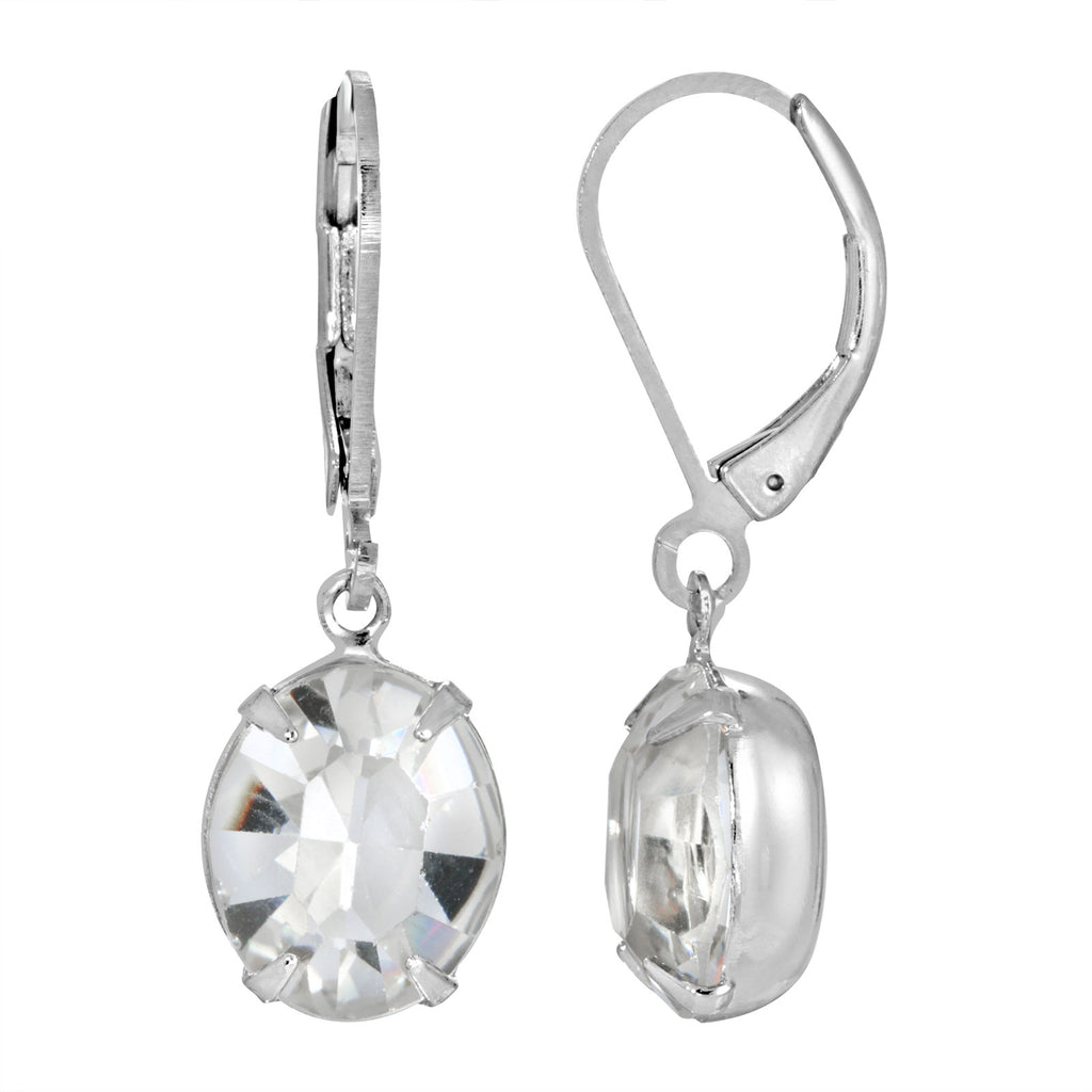Crystal Clear Oval Austrian Crystal Element Earrings