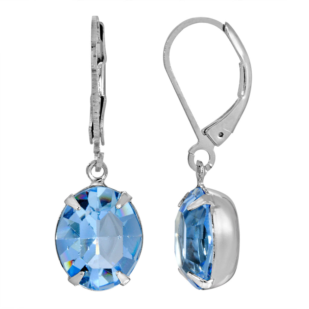 Light Blue Oval Austrian Crystal Element Earrings