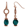 1928 Jewelry Loop & Teal Blue Baroque Glass Bead Dangle Earrings