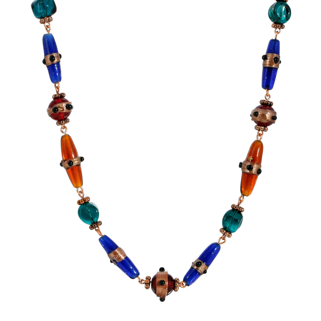  Bohemian Copper Tone Multi Color Beaded Necklace 15   18 Inch Adjustable