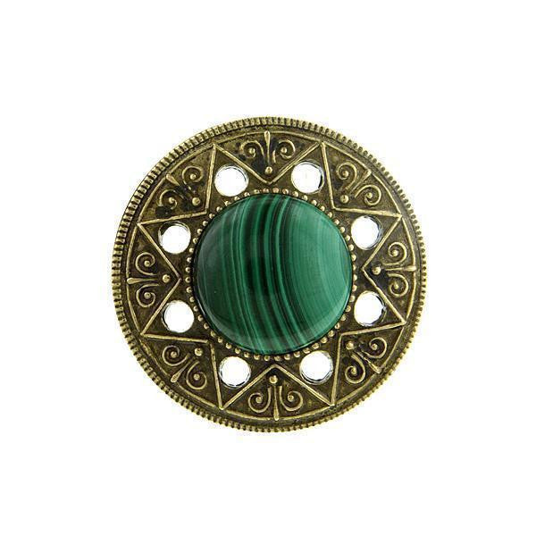 Aztec Mandala Gemstone Green Malachite Ring Size 8