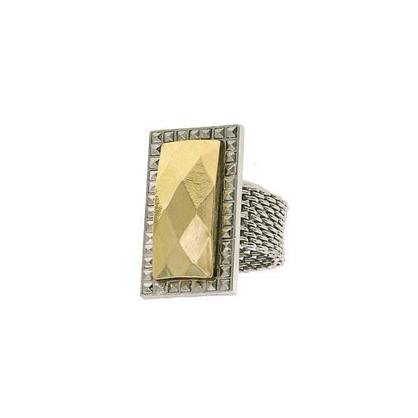Silver  Tone And Gold Tone Mesh Ring Size 7