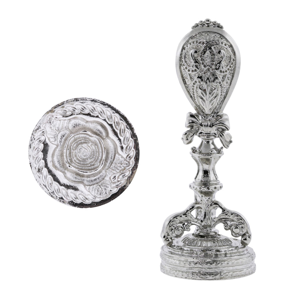 Silver Tone Tailored Handle Rose Wax Stamp