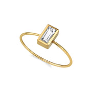 14K Gold Dipped Rectangle Crystal Delicate Dainty Ring Size 7