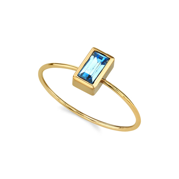 14K Gold Dipped Rectangle Crystal Ring Size 7 Green
