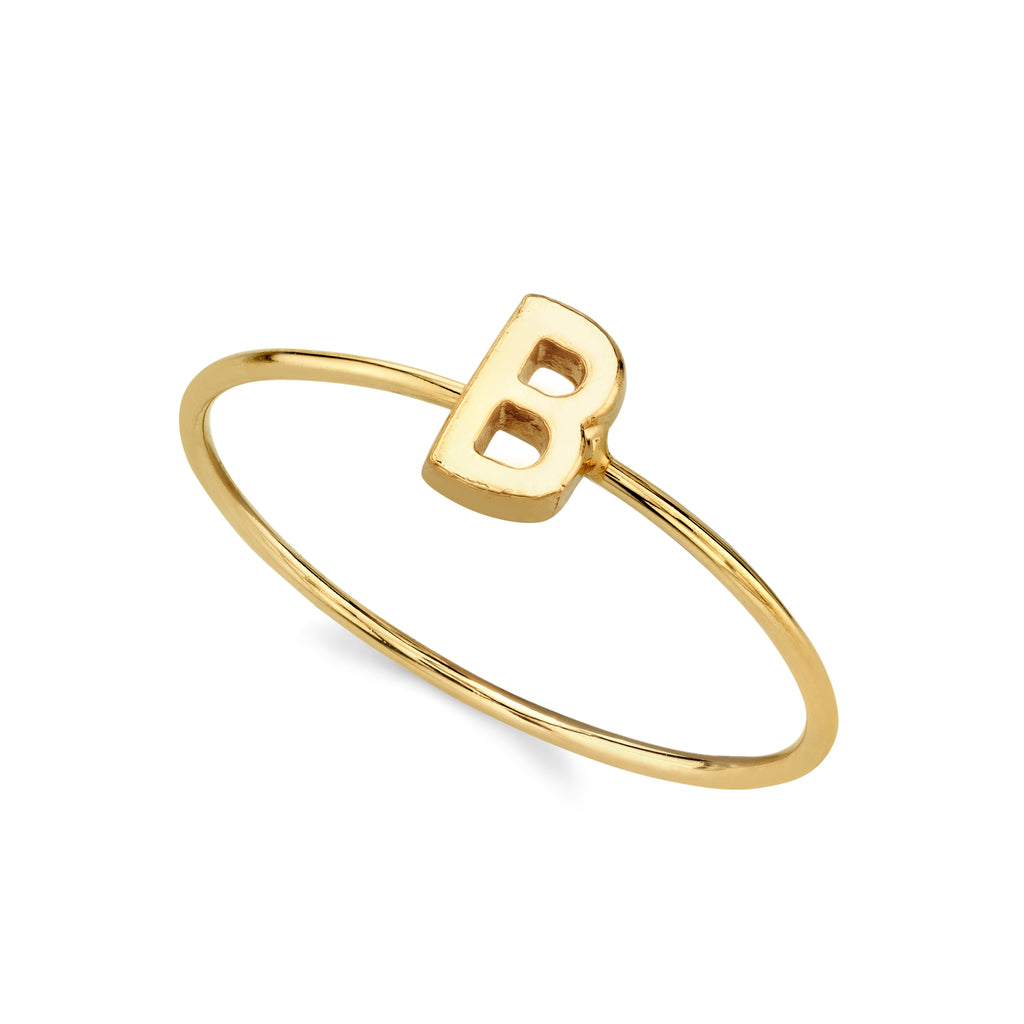 14K Gold Dipped Initial Monogram Letter Ring Size 7 (B)