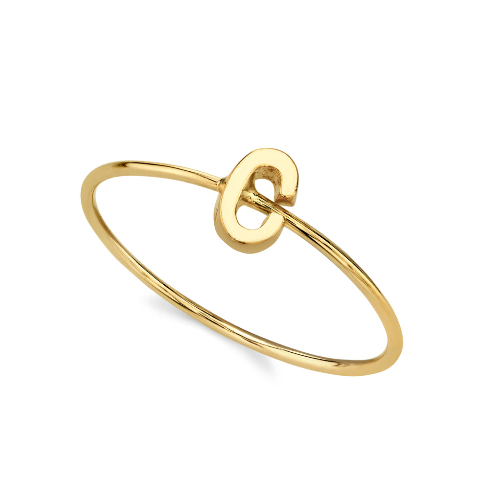 14K Gold Dipped Initial Monogram Letter Ring Size 7 (C)