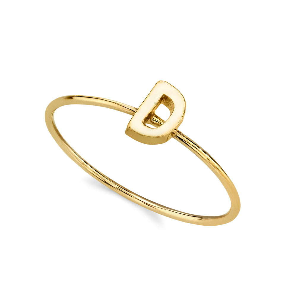 14K Gold Dipped Initial Monogram Letter Ring Size 7 (D)